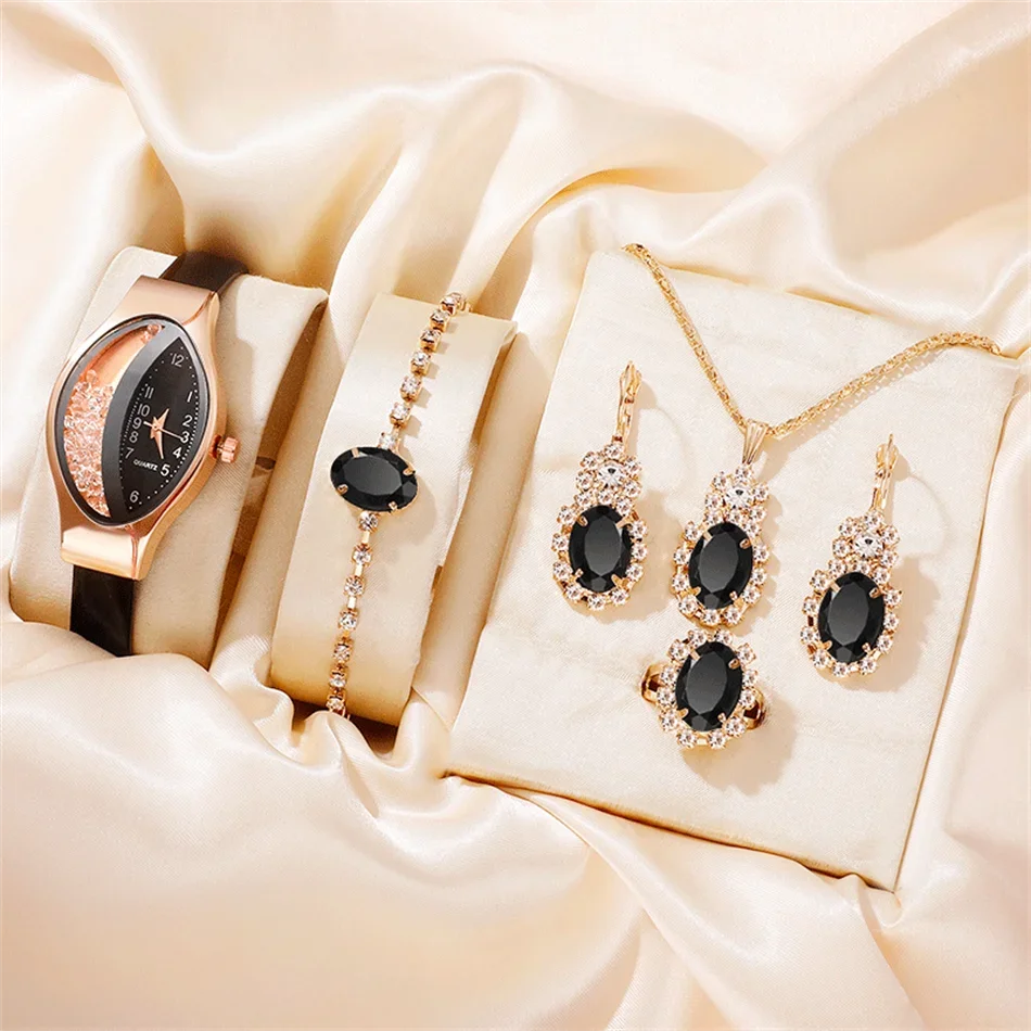 Ladies' Watch&Crystal, Quartz Watch, Watch, Luxury Brand, Design, Simple, Ladies', Women's Fashion, 6-piece Set