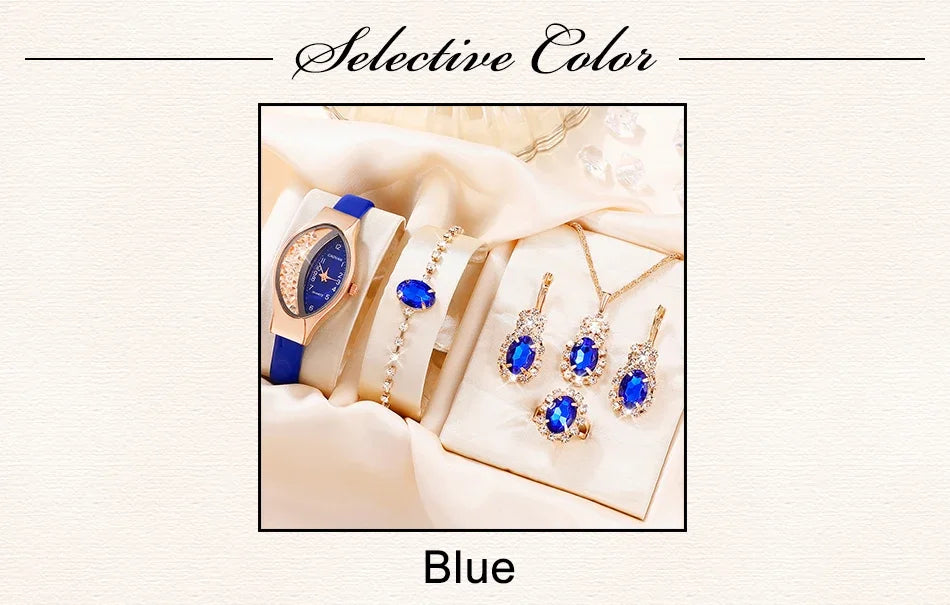 Ladies' Watch&Crystal, Quartz Watch, Watch, Luxury Brand, Design, Simple, Ladies', Women's Fashion, 6-piece Set