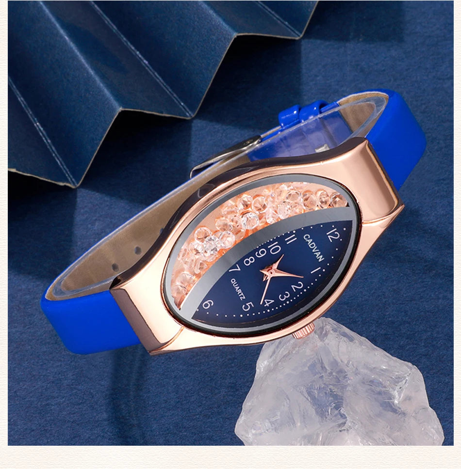 Ladies' Watch&Crystal, Quartz Watch, Watch, Luxury Brand, Design, Simple, Ladies', Women's Fashion, 6-piece Set