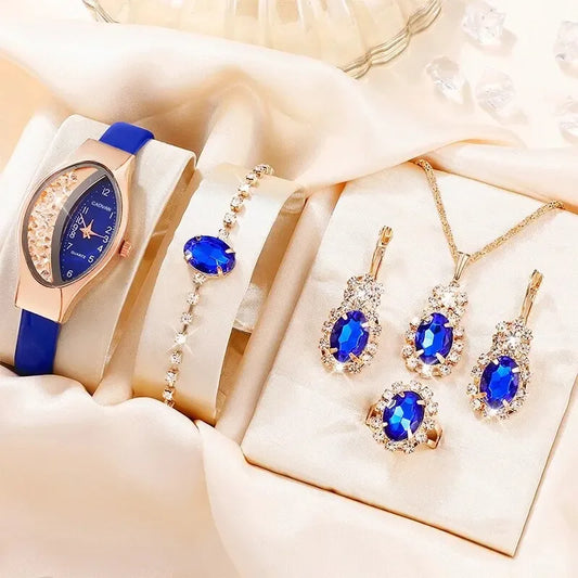 Ladies' Watch&Crystal, Quartz Watch, Watch, Luxury Brand, Design, Simple, Ladies', Women's Fashion, 6-piece Set