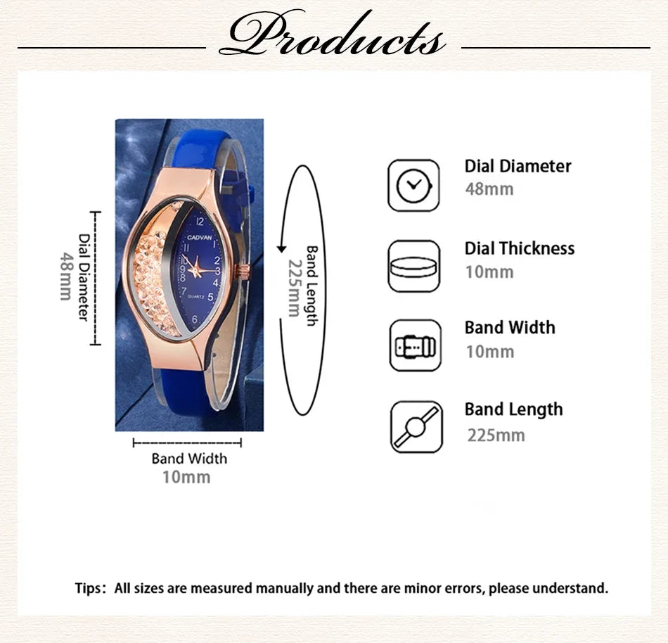 Ladies' Watch&Crystal, Quartz Watch, Watch, Luxury Brand, Design, Simple, Ladies', Women's Fashion, 6-piece Set