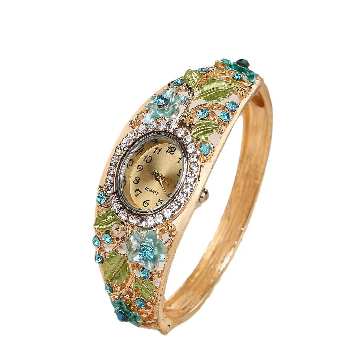 Versatile Floral Watch Set, Vintage Court-Style Ladies Watch & Jewelry, Elegant Yet Practical Daily Accessory.