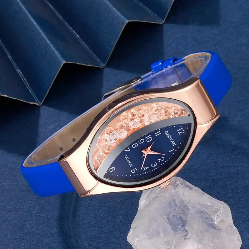 Ladies' Watch&Crystal, Quartz Watch, Watch, Luxury Brand, Design, Simple, Ladies', Women's Fashion, 6-piece Set